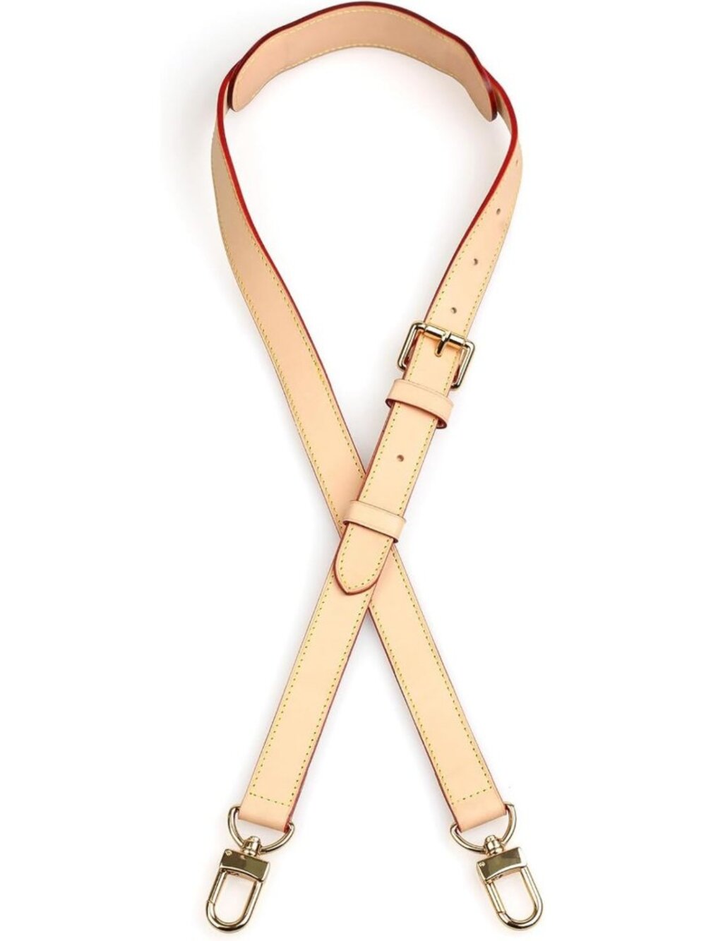 Adjustable Vachetta Leather Crossbody Strap with Shoulder Pads for Travel Bags